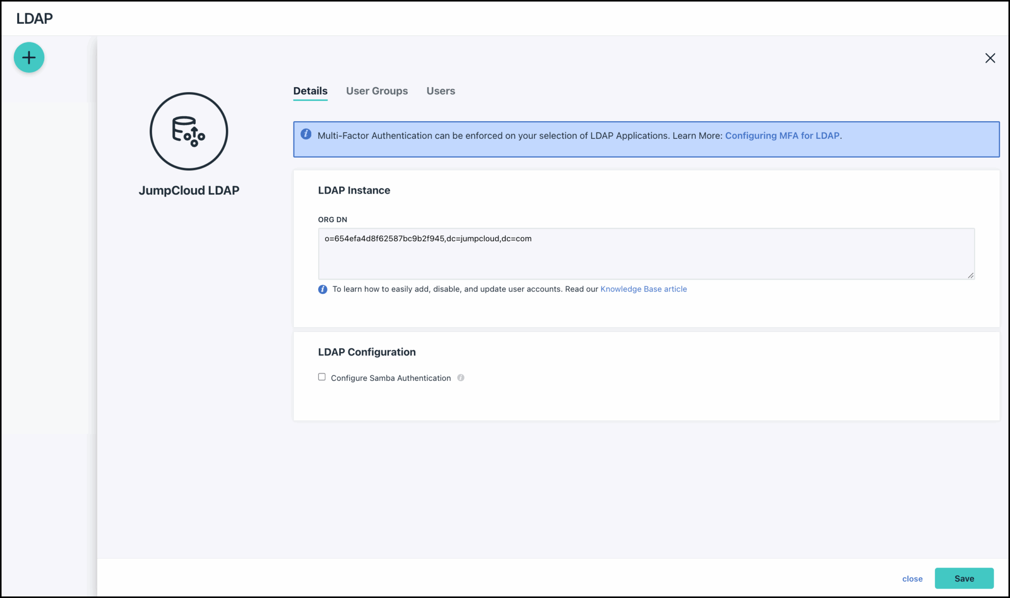 JumpCloud Cloud LDAP configuration